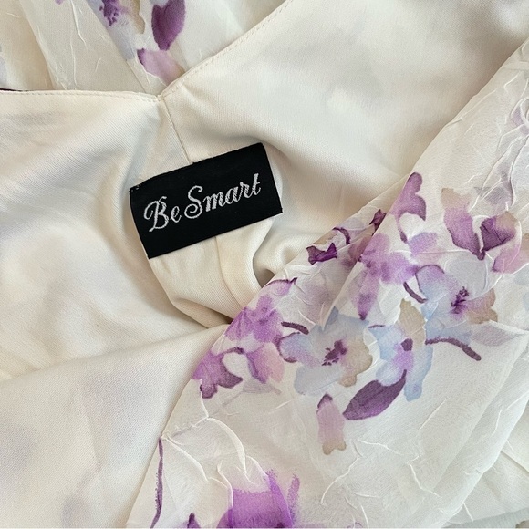 Vintage Be Smart Floral Babydoll Midi Dress 8/10 Fairy Purple Ruffled Sheer - Picture 10 of 10